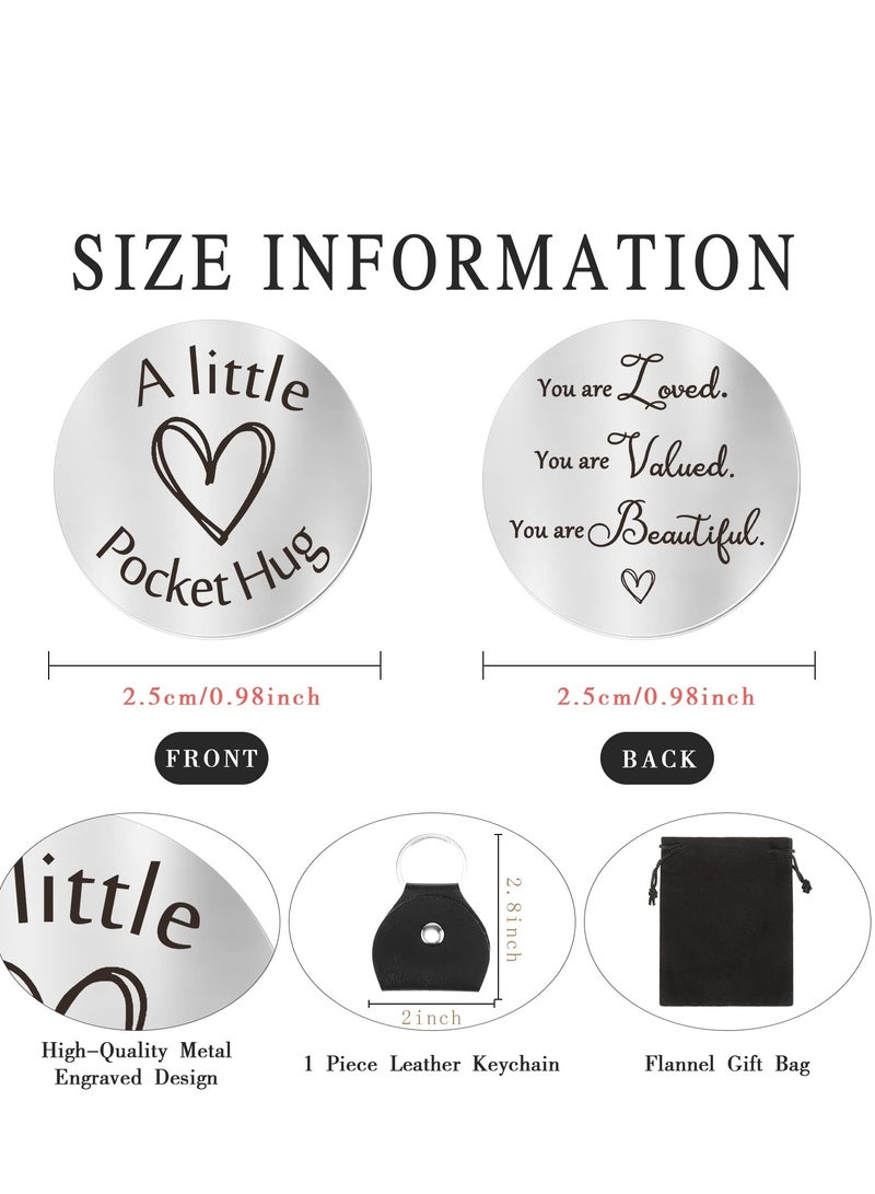 Zikra Pocket Hug Token Keychain - Long Distance Relationship Keepsake Stainless Steel Double Sided Inspirational Giftwith PU Leather Keychain - Image 3