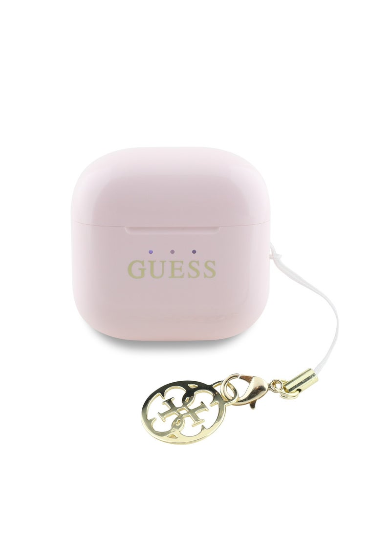 Charm TWS Wireless Earphones with Glossy Effect & Classic Logo Print / Fast Charging / Up to 5 Hour Music Play Time / 180 Days Standby Time / 10 Meter Transmission Distance- Pink