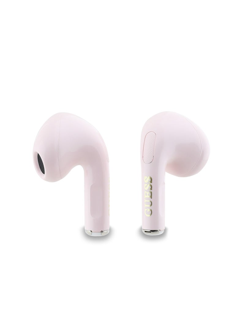 Charm TWS Wireless Earphones with Glossy Effect & Classic Logo Print / Fast Charging / Up to 5 Hour Music Play Time / 180 Days Standby Time / 10 Meter Transmission Distance- Pink