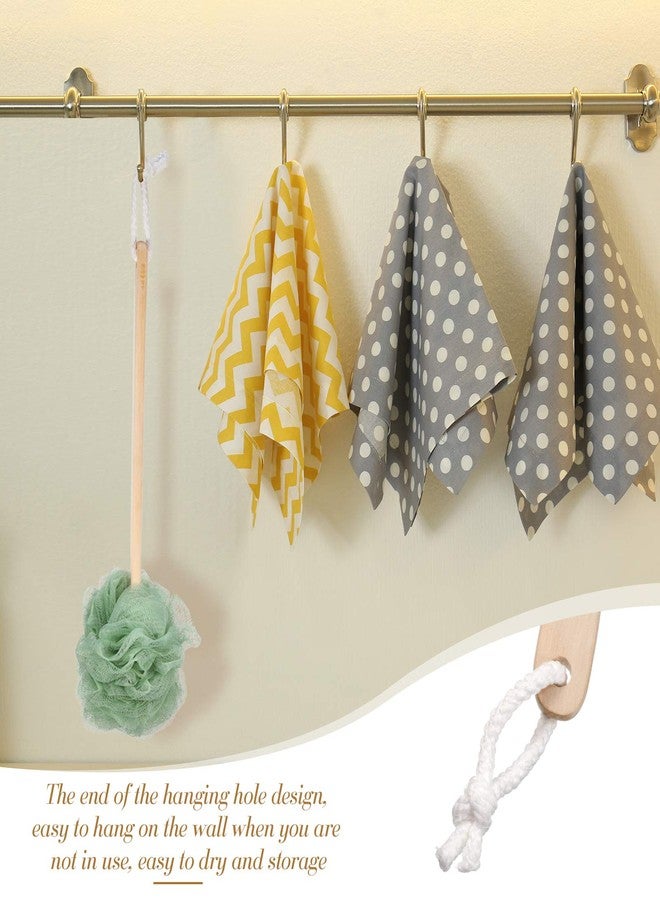 Patelai 4 Pieces Loofah Back Scrubber Bath Sponge with Wooden Handle Long Handle Sponge Mesh on a Stick for Shower Exfoliating Bath Body Brush Luffa Back Brush for Women Men - Image 5