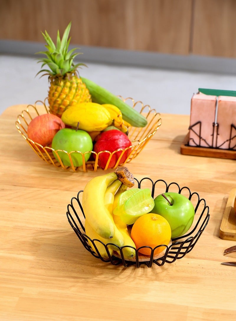 Manhua Black flower shaped wooden bottom water fruit basket with hollowed out fruit tray,suitable for storing fruits and snacks in the living room - Image 3