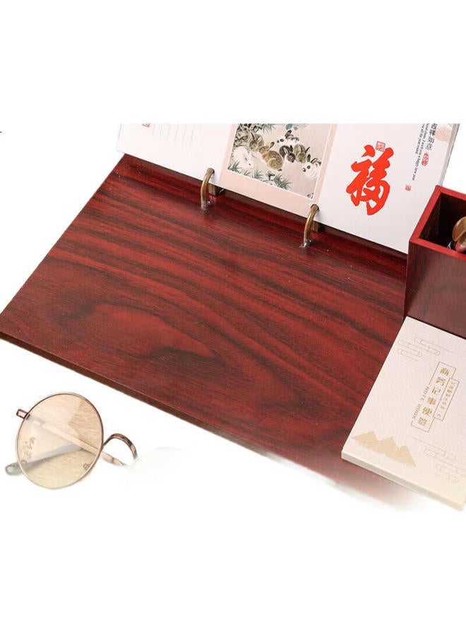 elifo Yili Feng, Year Of The Dragon Calendar Desk Calendar Stand, Office Desk Ornament, Weekly Planner, Office Pen Holder, Business Creative Desktop Memo, Wood Grain Gift Box Set 1 12 - Image 1