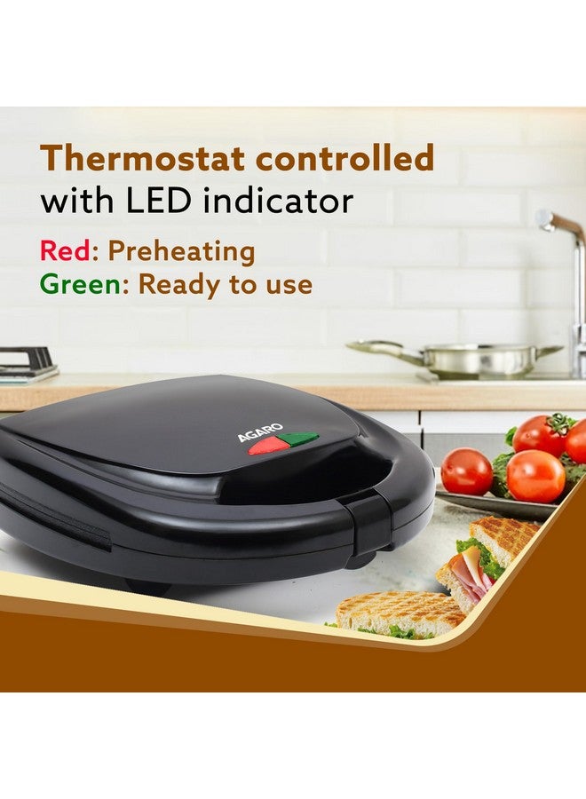 AGARO Delite Sandwich Maker, 750W, 4 Slice Non Stick Grill Plate, Power Indicator, Oil Free Toasting, Grilling, Black - Image 5