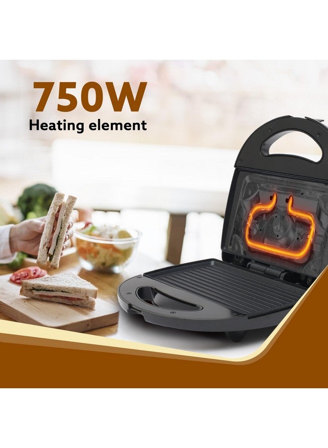 AGARO Delite Sandwich Maker, 750W, 4 Slice Non Stick Grill Plate, Power Indicator, Oil Free Toasting, Grilling, Black - Image 3