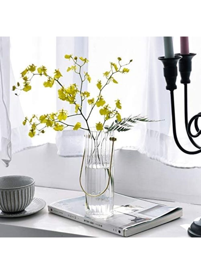 NIBEMINENT 2-Piece Portable Flowers Vase Clear/Gold 6.5x20cm - Image 2