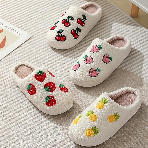 Tellrain Women Slippers Cute Pattern Big Heart Mushroom Warm Soft Bedroom Shoes Fuzzy Closed Toe Sandals Non Slip House Bedroom Slippers - Image 3