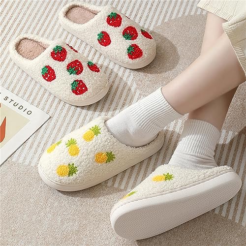Tellrain Women Slippers Cute Pattern Big Heart Mushroom Warm Soft Bedroom Shoes Fuzzy Closed Toe Sandals Non Slip House Bedroom Slippers - Image 2