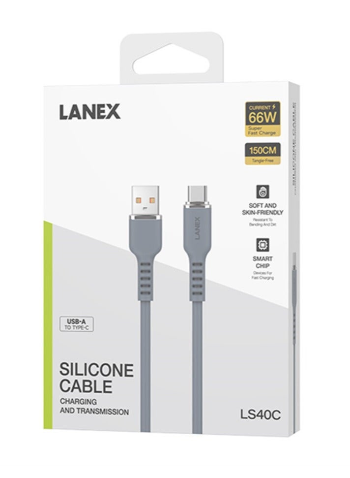 LANEX Lanix  40c Silicone ReinforcLanix Silicone Reinforced Anti-cut Cable Supports All Mobile Phones With 66W Super Speed ​​Type-C Port 1.5med Anti-cut Cable Supports All Mobile Phones With 66W Super Speed ​​Type-C Port 1.5m - Image 1