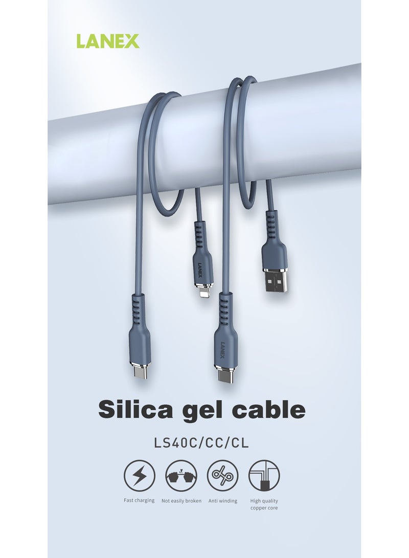 LANEX Lanix  40c Silicone ReinforcLanix Silicone Reinforced Anti-cut Cable Supports All Mobile Phones With 66W Super Speed ​​Type-C Port 1.5med Anti-cut Cable Supports All Mobile Phones With 66W Super Speed ​​Type-C Port 1.5m - Image 2