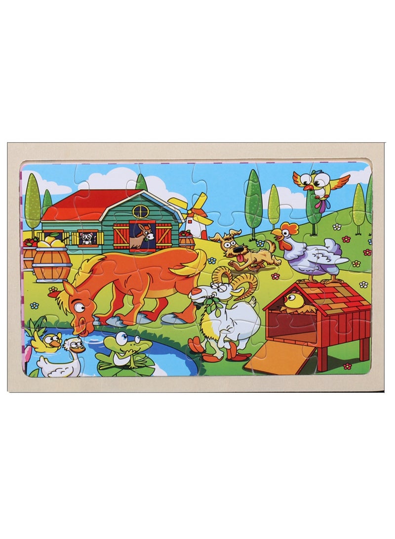 Children's Educational Wooden Cartoon Series Jigsaw Puzzles Suitable Gift Bag Pack - Image 1