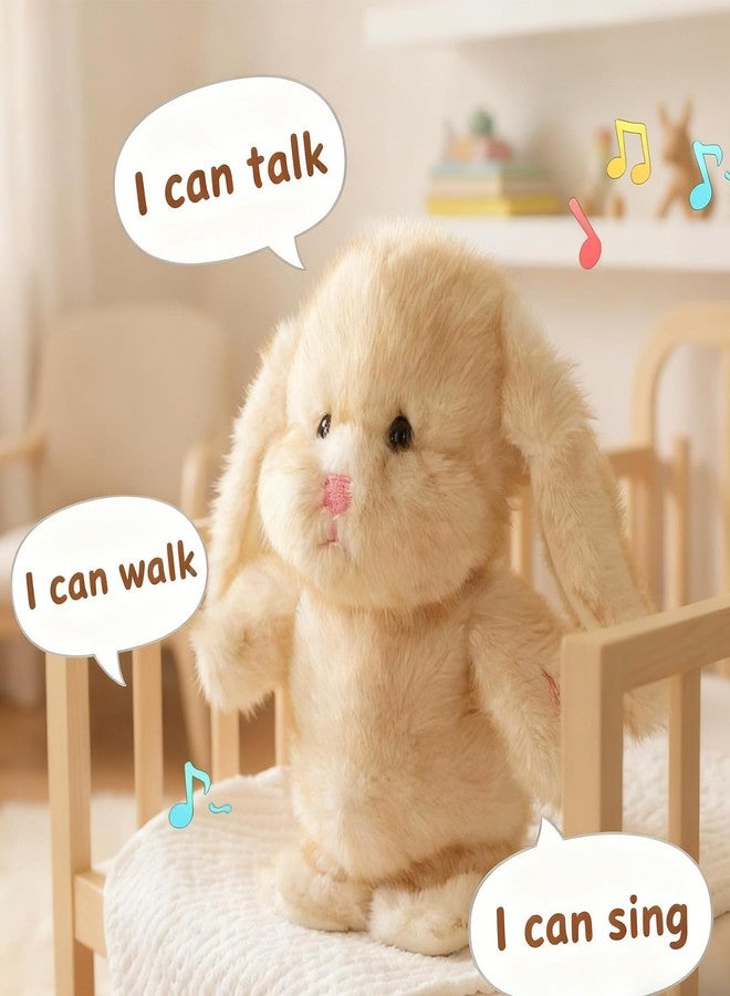 Easfan Talking Bunny Repeats What You Say Walking Singing Stuffed Animal Interactive Plush Toy Funny Animated Toy Speaking for Kids Toddlers Easter Birthday Gift,9'' - Image 2