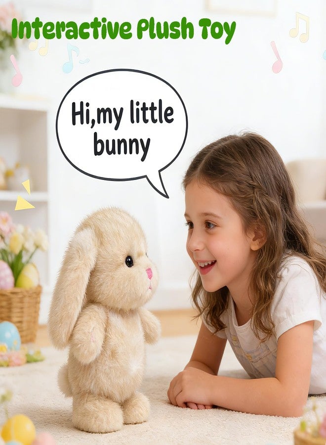 Easfan Talking Bunny Repeats What You Say Walking Singing Stuffed Animal Interactive Plush Toy Funny Animated Toy Speaking for Kids Toddlers Easter Birthday Gift,9'' - Image 5