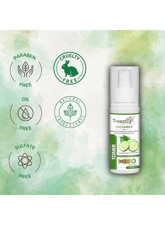 Treezio Cucumber Toner - Purifies Pores & Hydrates Skin | No Sulphate No Paraben | For Men & Women Pack of 2 (100 ml Each) - Image 3