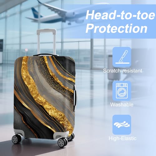 FOREVER QUEEN Gradient Black Gold Marble Luggage Cover Suitcase Protector Suitcase Cover AntiScratchStretchable Bag Cover Washable Durable Polyester - Image 3