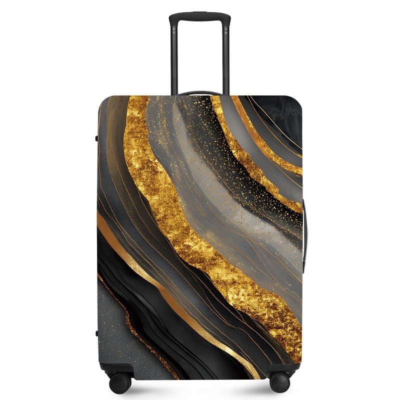 FOREVER QUEEN Gradient Black Gold Marble Luggage Cover Suitcase Protector Suitcase Cover AntiScratchStretchable Bag Cover Washable Durable Polyester - Image 2