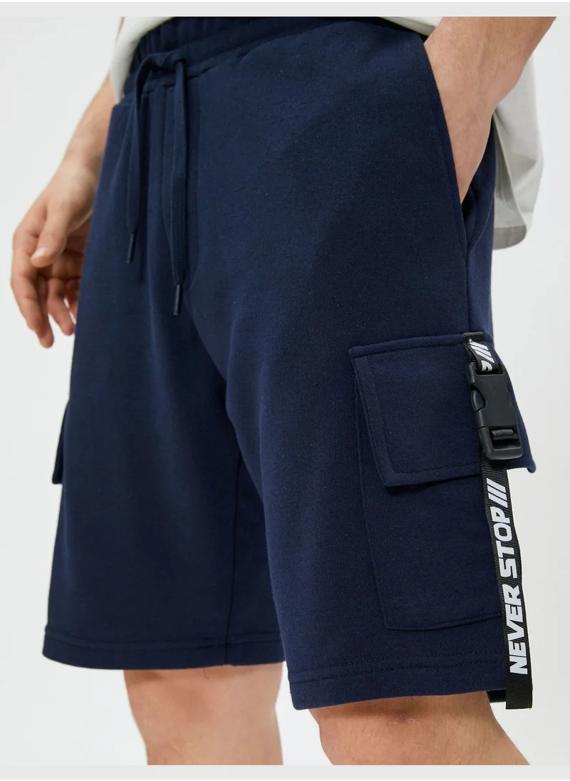 KOTON Cargo Shorts Pockets Button Ribbed