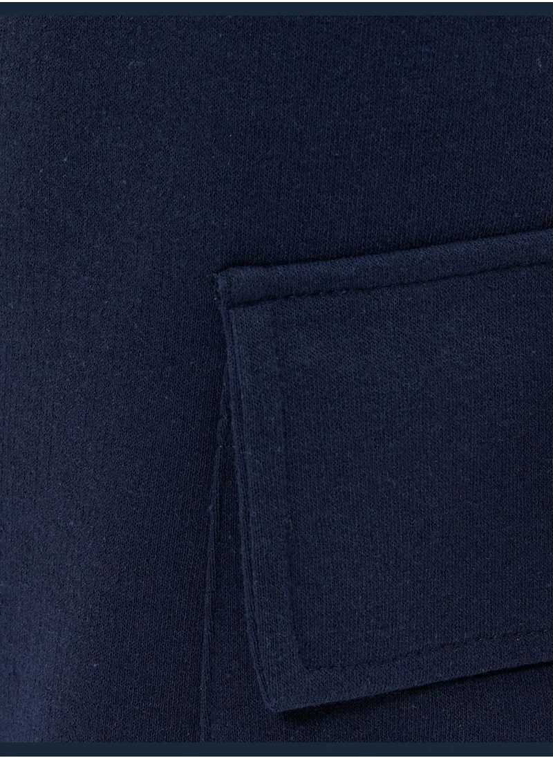 KOTON Cargo Shorts Pockets Button Ribbed