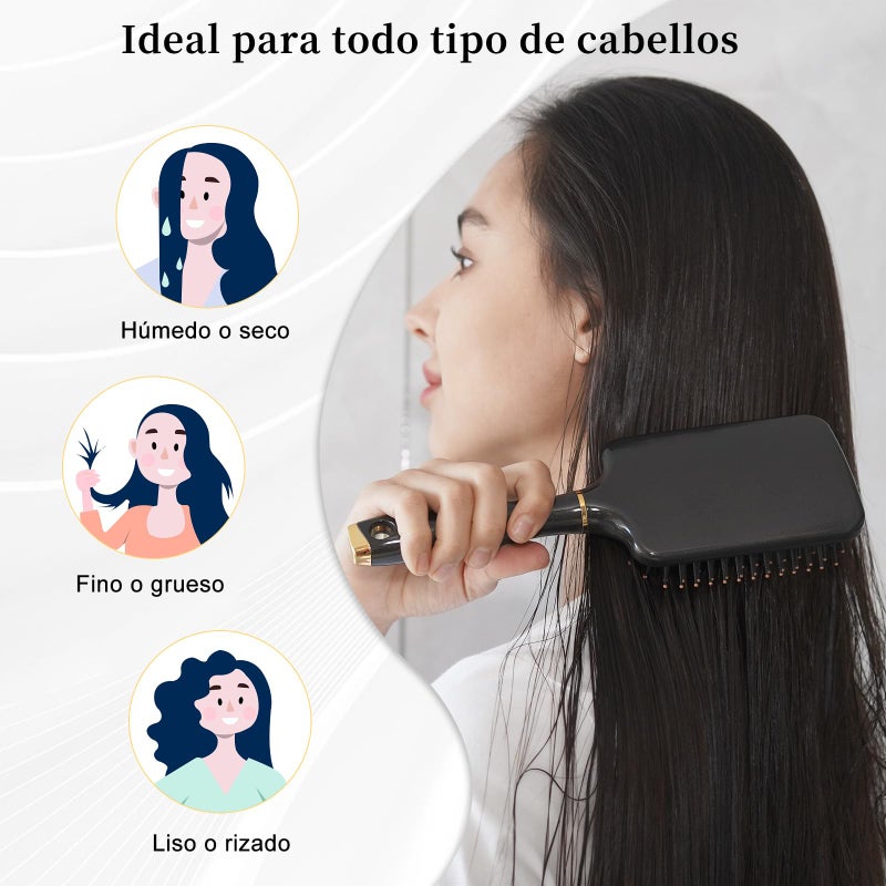 SHINLEA Paddle Brush for Blow Drying, Detangling Brush for Curling Straight Thick Thin Wet and Dry Hair, Soft Nylon Bristle, Hairbrush for Women Men Kids - Image 5