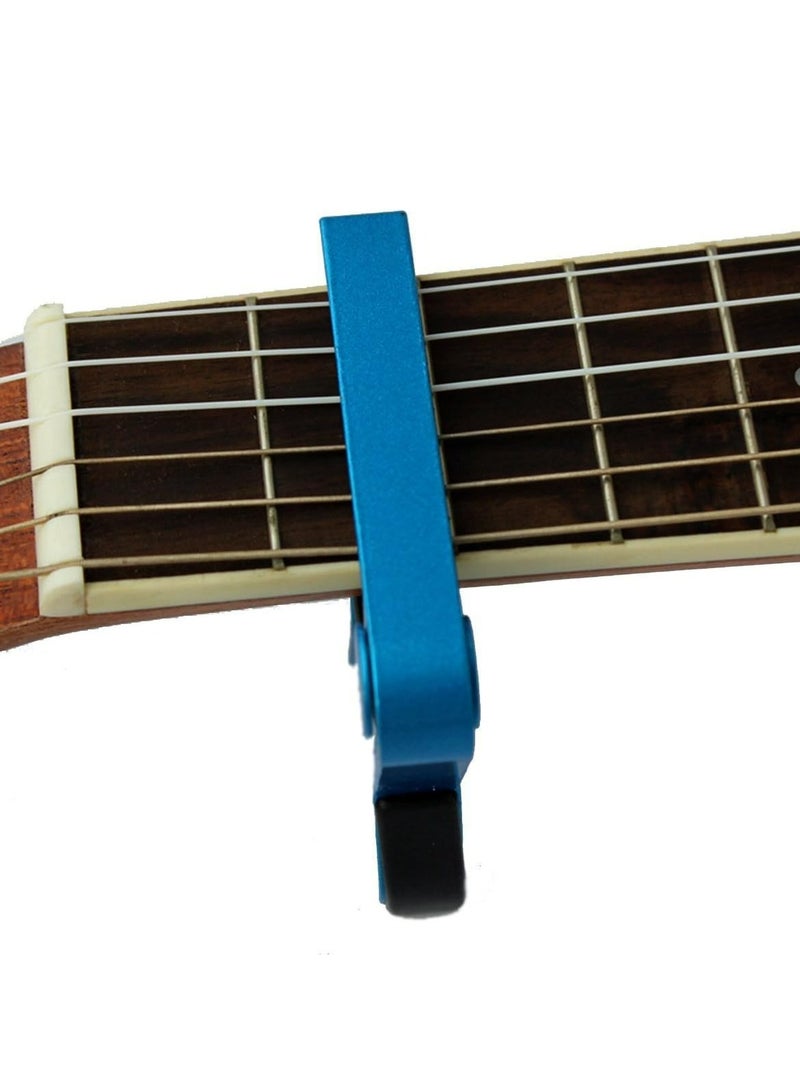Mike Music Guitar Capo, 6-String Capo for Acoustic and Electric Guitar, Ukulele, Bass, Banjo, Mandolin,Single Handed Capo, Blue Guitar Capo - Image 4