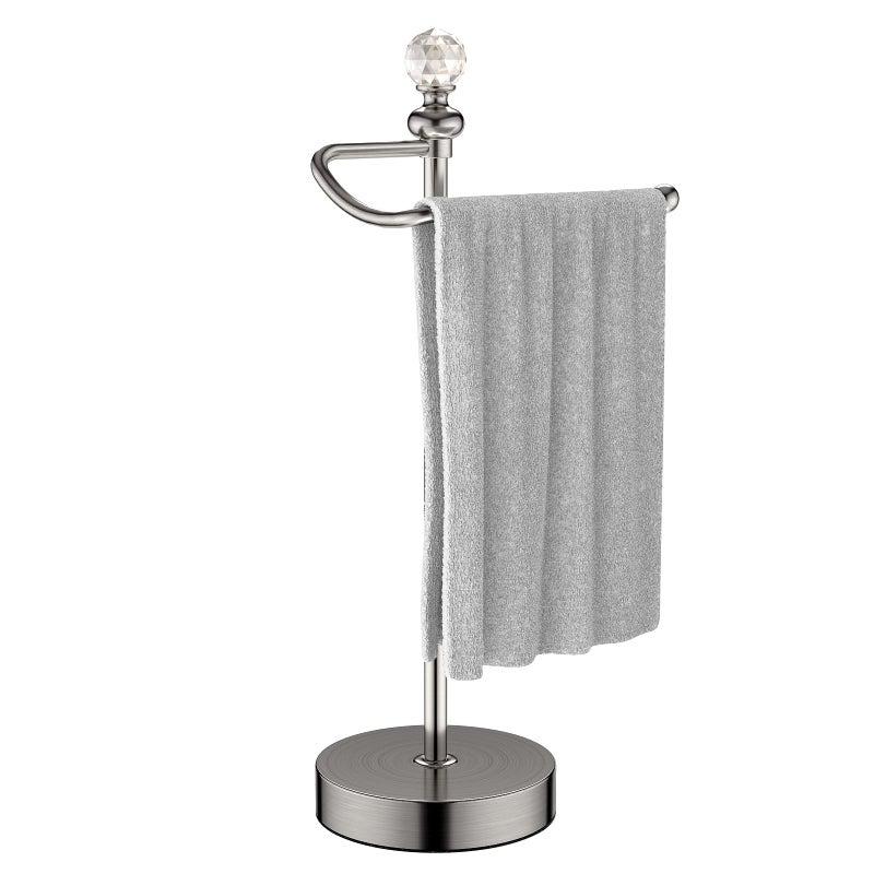 ROLABAM Heavy Weighted Hand Towel Holder with Crystal Ball Hand Towel Holder Stand Total Height 157 for Kitchen Bathroom and Countertops Classic Metal Fingertip Towel Holder Brushed Nickel