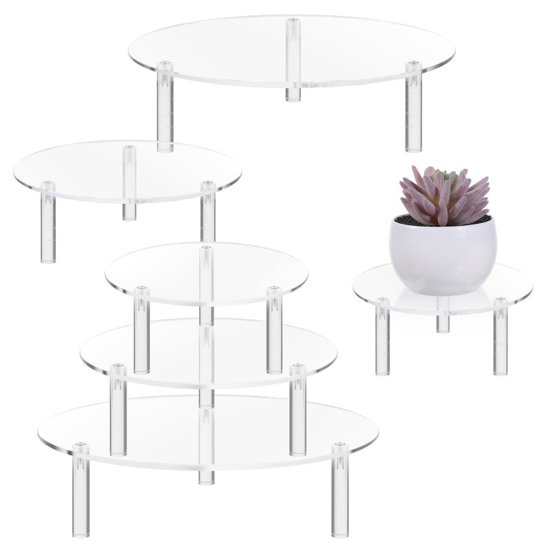 AojSup 6 Pcs Clear Acrylic Risers Display Stands, Round Transparent Acrylic Risers for Display with 3 Sizes (5"/5.9"/7.9" Diameter) for Cake, Jewelry, Collectibles, Cupcakes, Figures, Home Decor - Image 1