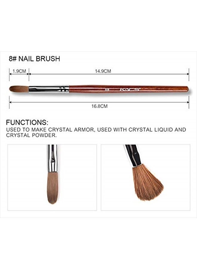 Rolabling Nail Brush Kolinsky Sable Acrylic Nail Art Brush Professional Red Wooden Nail Brush (8#) - Image 5