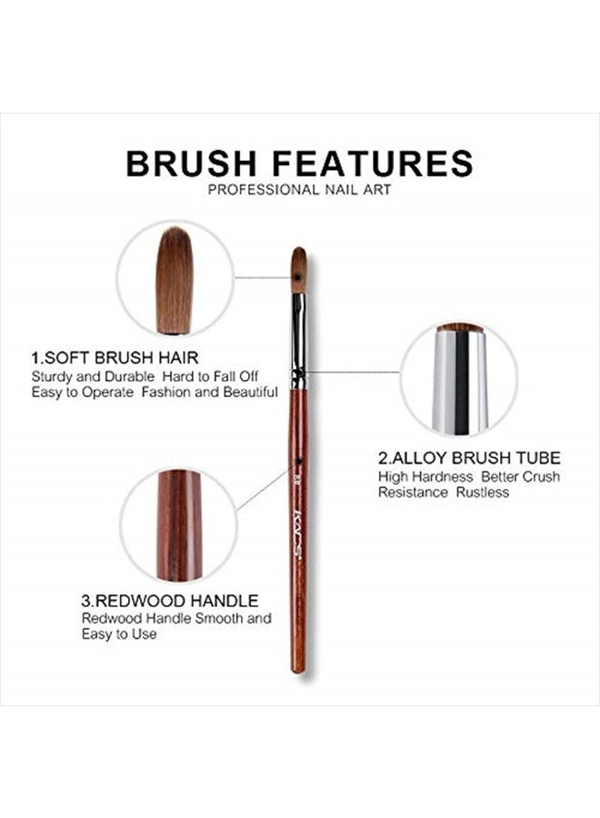 Rolabling Nail Brush Kolinsky Sable Acrylic Nail Art Brush Professional Red Wooden Nail Brush (8#) - Image 4