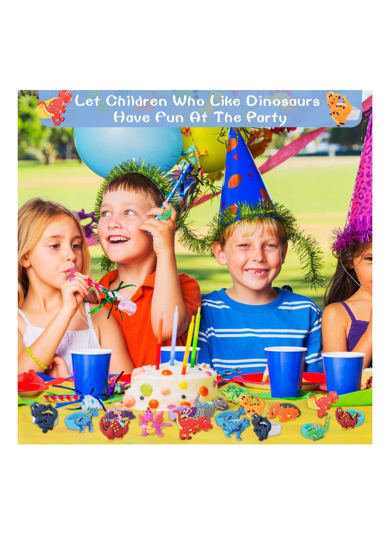 KASTWAVE - Dinosaur Rubber Rings, Toys Prizes Gift Carnivals Party Favors Cupcake Topper for Kids Boys Birthday Party Favor Supplies Goodie Bag Fillers (12 Pcs) - Image 1