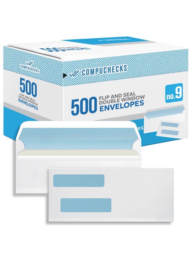 Compuchecks Compuchecks Double Window Envelopes #9- Flip and Seal Flap, Security Business Mailing Envelopes - Tamper Evident, Security Tint - 500 Count  - Image 1