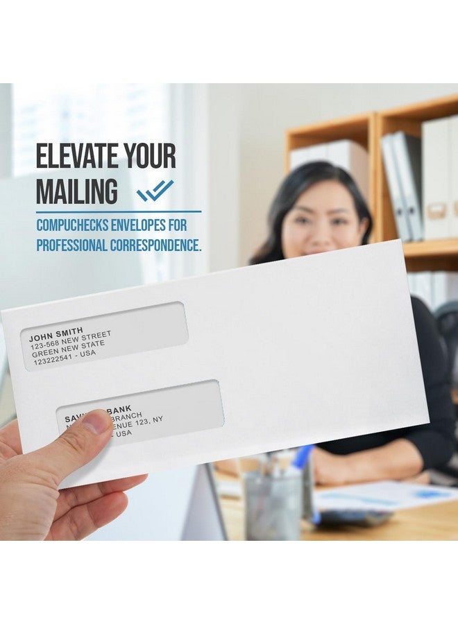 Compuchecks Compuchecks Double Window Envelopes #9- Flip and Seal Flap, Security Business Mailing Envelopes - Tamper Evident, Security Tint - 500 Count  - Image 4