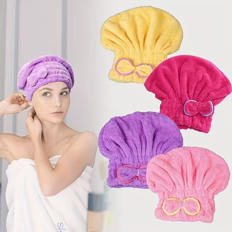 Hair Dryer Cap High Density Coral Fleece Super Absorbent Quick Dry Towel Shower Cap Watermelon Red 1pc - Image 1