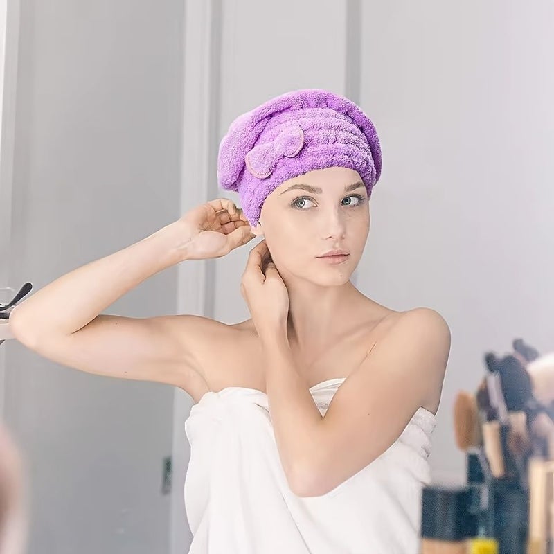 Hair Dryer Cap High Density Coral Fleece Super Absorbent Quick Dry Towel Shower Cap Watermelon Red 1pc - Image 2