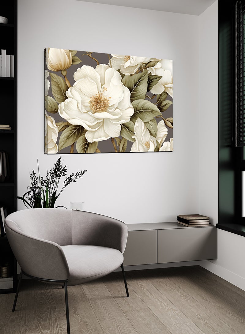 لوحة كانفاس على إطار خشبي بتصميم فن تجريدي للزهور - Image 3