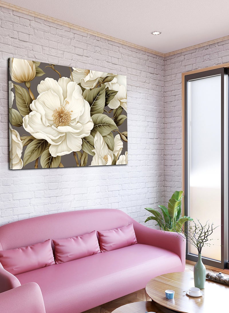 لوحة كانفاس على إطار خشبي بتصميم فن تجريدي للزهور - Image 2