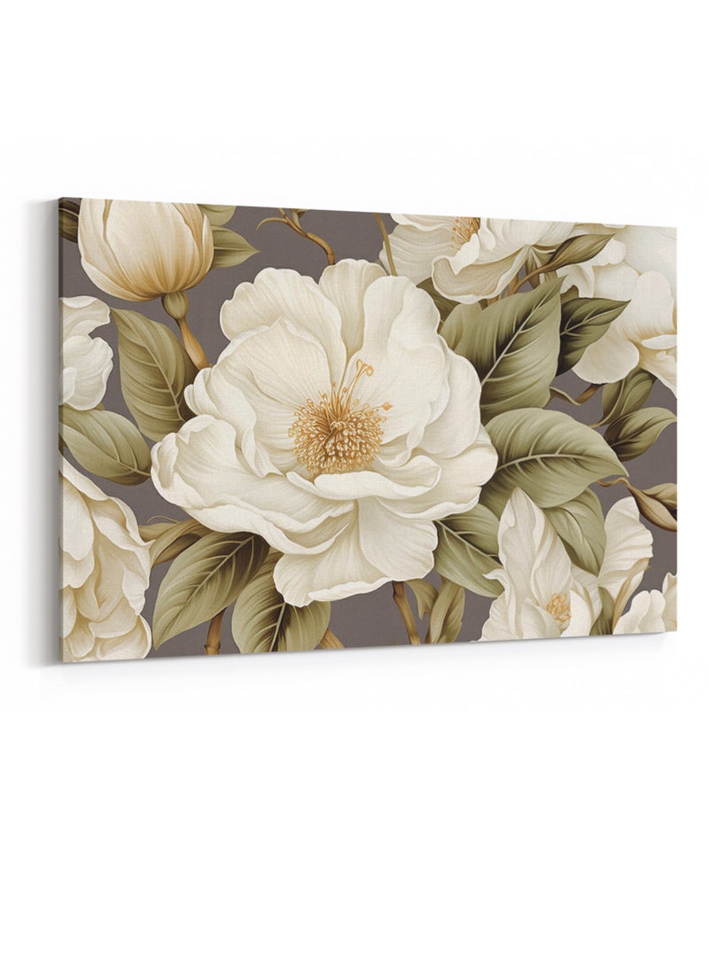 لوحة كانفاس على إطار خشبي بتصميم فن تجريدي للزهور - Image 4