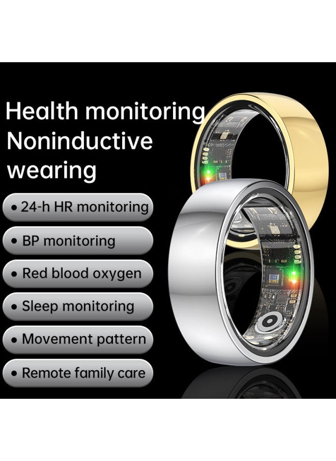 Generic R1000 Stainless Steel Smart Ring Waterproof Pressure Sleep Heart Rate Step Number Monitoring Multiple Exercise Modes-Color:No. 8 Silver  - Image 3