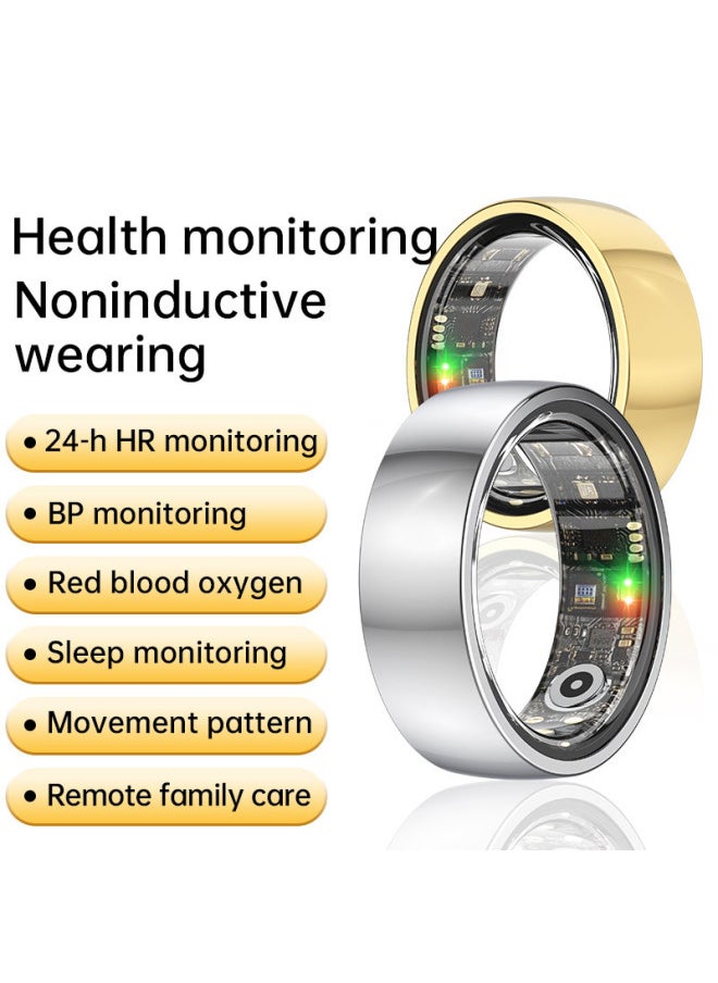 Generic R1000 Stainless Steel Smart Ring Waterproof Pressure Sleep Heart Rate Step Number Monitoring Multiple Exercise Modes-Color:No. 8 Silver  - Image 5