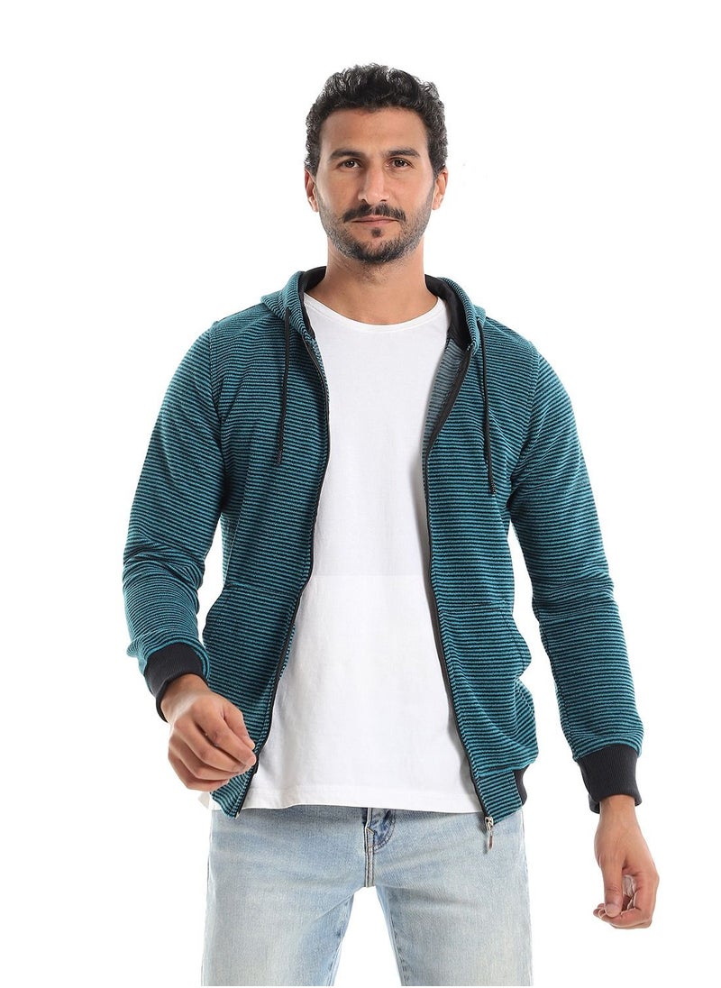 Caesar Mens Stripped Hoodie With Zipper  - Image 1