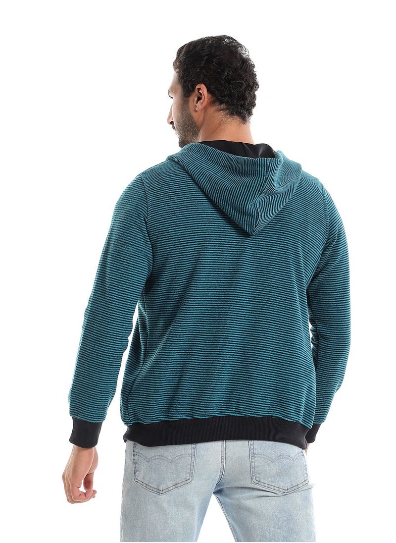 Caesar Mens Stripped Hoodie With Zipper  - Image 4