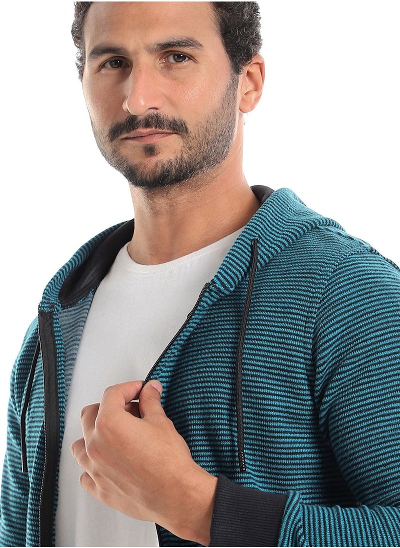 Caesar Mens Stripped Hoodie With Zipper  - Image 3