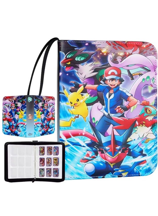 4-Pocket Binder Compatible with Pokemon Card, 400 Pockets Portable Trading Cards Holder Collector Al with 50 Removable Sheets for Boys Girls