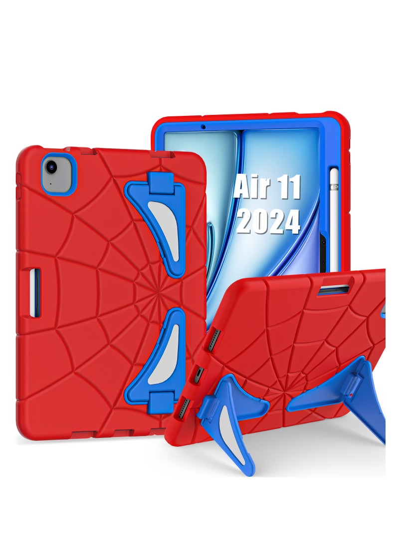 Spider Style Case Compatible for iPad Air 11 inch M2 2024 /iPad  Air 11 inch M3 2025 Shockproof Protective Cover with Pencil Holder Kickstand for Kids Children - Image 1