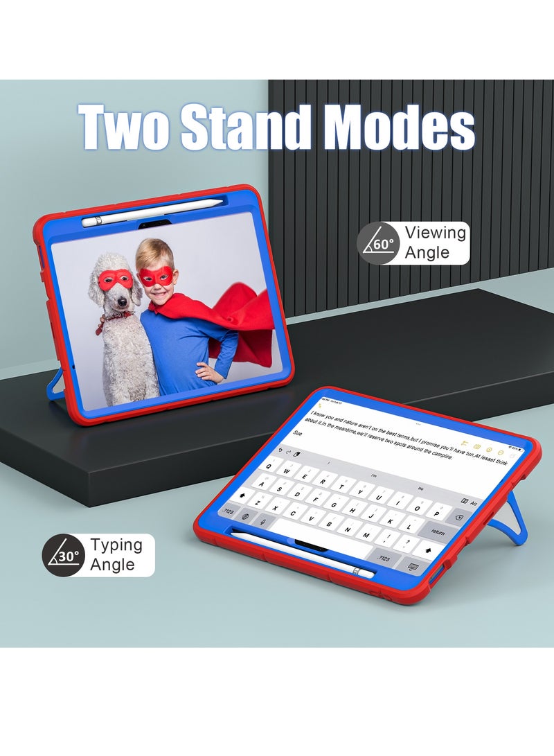 Spider Style Case Compatible for iPad Air 11 inch M2 2024 /iPad  Air 11 inch M3 2025 Shockproof Protective Cover with Pencil Holder Kickstand for Kids Children - Image 5