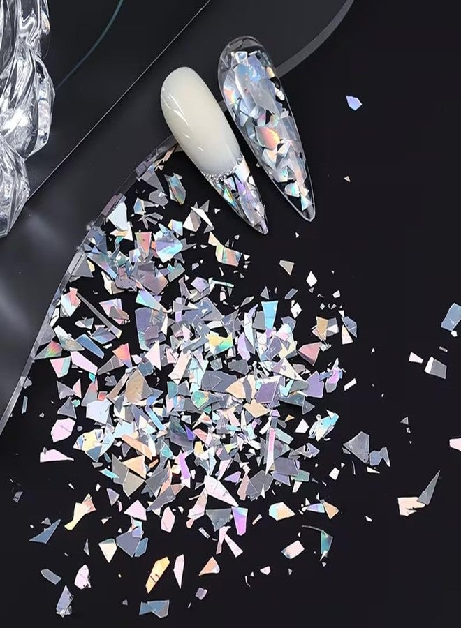 SINSEN 3D Nail Art Glitter Sequins 3D Holographic Iridescent Nail Art Flakes Laser Silver Irregular Nail Flake Nail Confetti Stickers 1Bag Sparkly Nail Tech Supplies for Women DIY Manicure Nail Decorations - Image 5