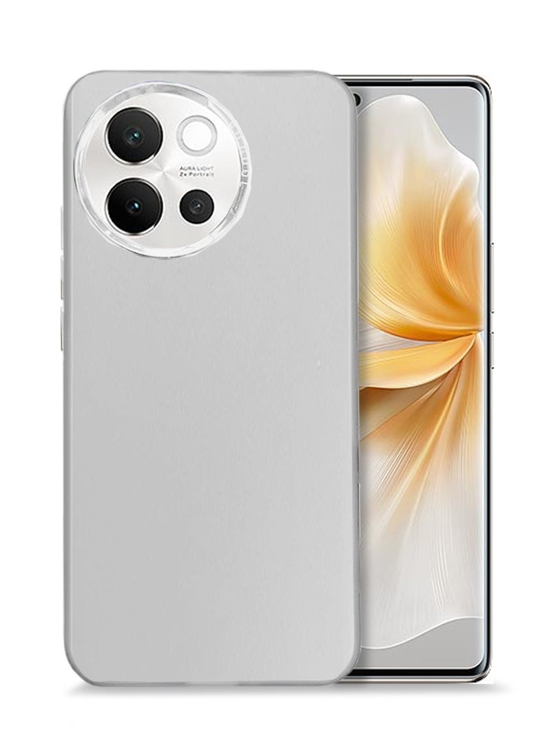 Wtech vivo V40 Lite 5G 2024 SO COOL Series Light Refrative Silicone Protective Raised Plating Camera Lips Bazel - White - Image 1