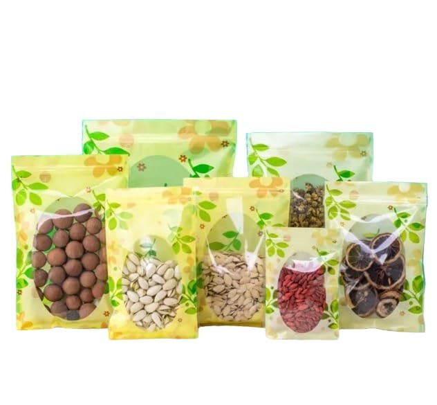POCHEON Pocheon 50 Pcs Fancy Printed Food grade Storage Standup Standee Pouches with Zipper Multi Color 12 X 20 Cm 150 gm - Image 1