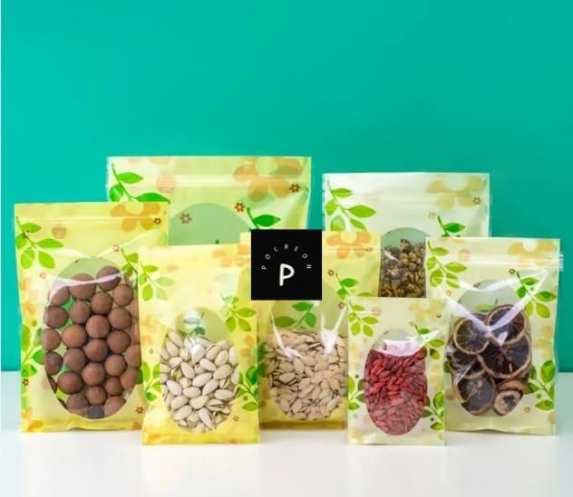 POCHEON Pocheon 50 Pcs Fancy Printed Food grade Storage Standup Standee Pouches with Zipper Multi Color 12 X 20 Cm 150 gm - Image 5