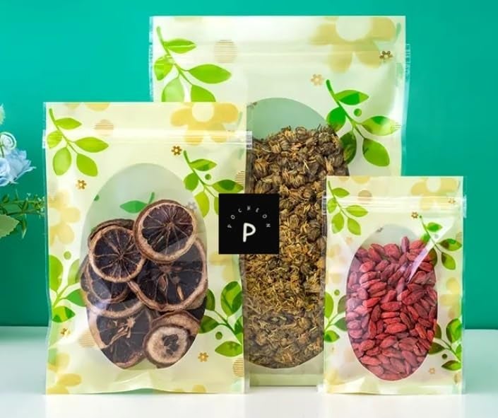 POCHEON Pocheon 50 Pcs Fancy Printed Food grade Storage Standup Standee Pouches with Zipper Multi Color 12 X 20 Cm 150 gm - Image 3