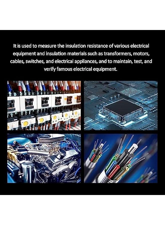 Digital Multimeter and Analyzer, Handheld Insulation Meter, Megohmmeter Insulation Measurement Instrument, 2000 Ohms Test Range, Megameter 100V 250V 500V 1000V - Image 3