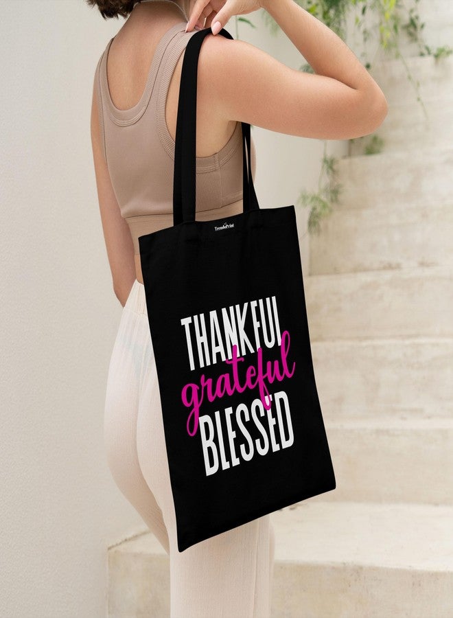 TrendoPrint Eco-Friendly Printed Black Tote Bag 14 x 16 inch with Makeup Pouch for College, Shopping and Travelling (TB128) - Image 5